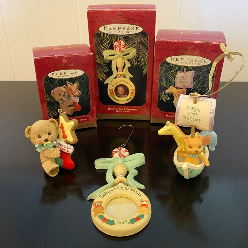 Hallmark Keepsake Ornaments Baby’s First Christmas 1997 collection set of 3